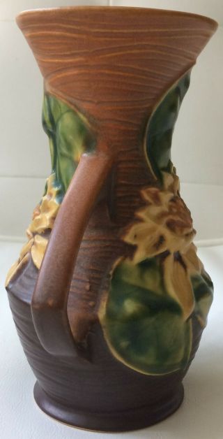 Vintage Roseville Pottery Brown Water Lily Vase Model 73 - 6 6