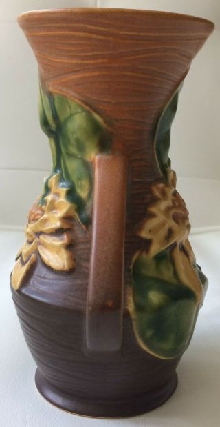 Vintage Roseville Pottery Brown Water Lily Vase Model 73 - 6 7