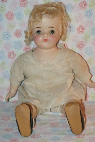 Vintage 19 " Unmarked Composition & Cloth Mama Doll