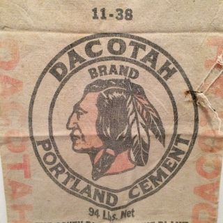 Rare Vintage Dacotah Brand Portland Cement Bag 2