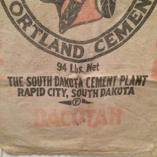 Rare Vintage Dacotah Brand Portland Cement Bag 4