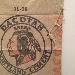 Rare Vintage Dacotah Brand Portland Cement Bag 6