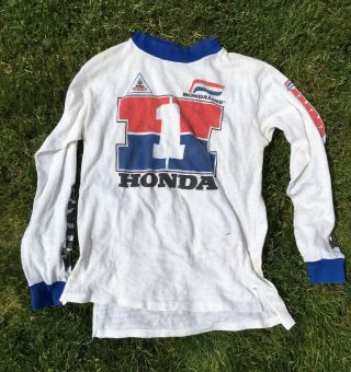 Vintage Nos Honda Team Rider Motocross Moto X Jersey Hondaline Atc - L Ringer