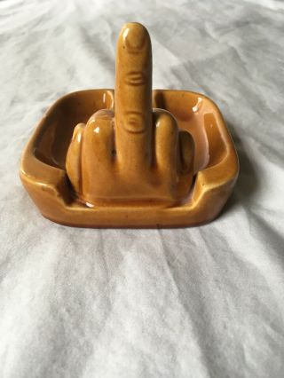 Vintage 1970’s Crass Ashtray Humor Middle Finger Flipping Off The Bird