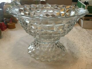 Vintage Fostoria American Elegant Glass Clear 14 1/2 " Punch Bowl With Stand