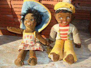 Antique Chad Valley Dolls,  Boy And Girl,  9 - 10 " Tall