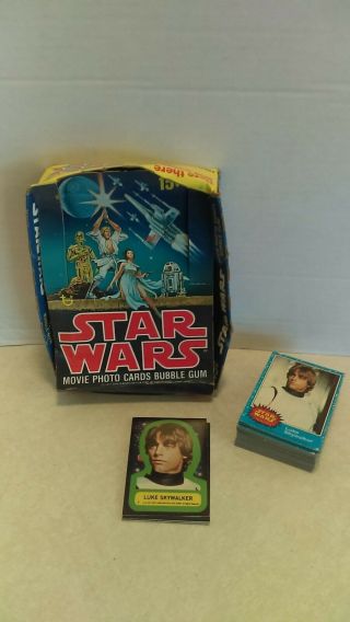 Vtg 1977 Topps Star Wars Series 1 Blue Gum Card Set,  Stickers & Wax Display Box