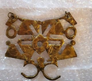 Vintage Metal Handmade Brutalist Necklace Pendant,  Big Piece