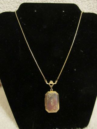 Vintage 1928 Gold Toned Chain Locket Necklace.  30 Inches Long.