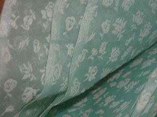 Vintage 3 Yards (106 ") X 44 " Sheer Blue Voile Rose Embossed Fabric Doll Sewing