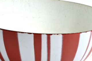 Vtg MCM Cathrineholm Red White Bowl 11” Stripe Enamel Norway Danish Midcentury 2