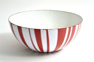 Vtg MCM Cathrineholm Red White Bowl 11” Stripe Enamel Norway Danish Midcentury 4