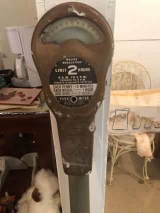 Vintage Penny Park - O - Meter,  Parking Meter Penny Nickel And Dime With Post No Key