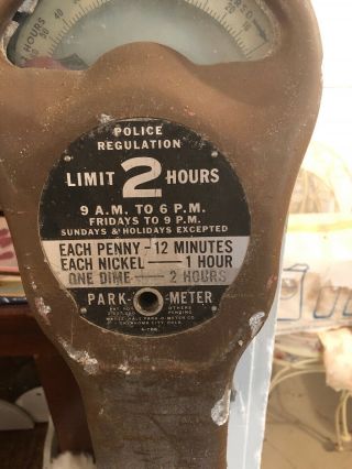 Vintage PENNY Park - O - Meter,  Parking Meter Penny Nickel And Dime With Post No Key 3
