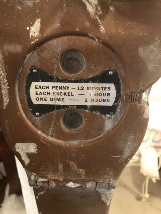 Vintage PENNY Park - O - Meter,  Parking Meter Penny Nickel And Dime With Post No Key 4