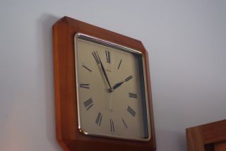 Vintage Mid Century Seiko Teak Wall Clock,  Made In Japan,  Rare,  Gold Detailing