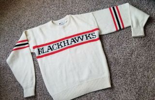 Euc Vintage Nhl Cliff Engle Ltd.  Chicago Blackhawks Sweater - Small - Made In Usa