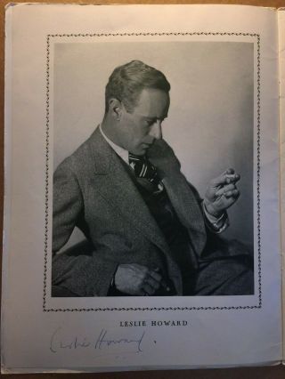Leslie Howard Very Rare Autographed Playbill Gwth Petrified Forest 1936 Hamlet