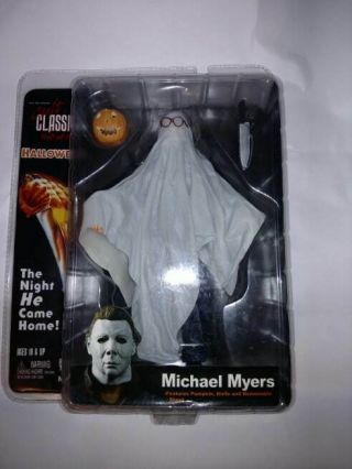 Halloween Cult Classic Ghost Sheet Michael Myers Neca Hall Of Fame Rare On Card