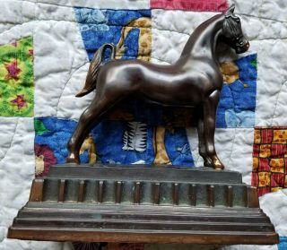 Vintage Bronze Metal Horse Statue Sculpture 6 1/2 X 6 X 2 3/4.  Weight 3 Lb