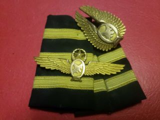 Rare 1950s Ozark Airlines Captains Pilot Wings Pin Hat Badge Balfour Gold Filled