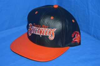 Vintage 90s Nwt Tampa Bay Buccaneers Bucco Bruce Leather Snapback Modern Hat Cap