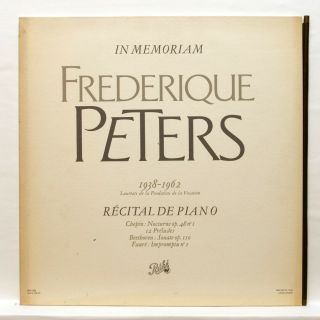 Frederique Peters In Memoriam Chopin Beethoven Faure - Pathe Lp Rare