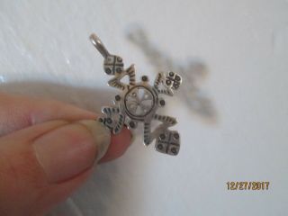 Vintage Sterling Silver Cross Mexico Stamped Work Mexican Pendant Charm Necklace