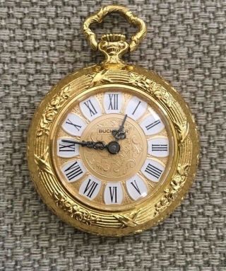 Vintage Bucherer Mechanical Pendant Watch,  Blue And Gold Enamel,  Running.