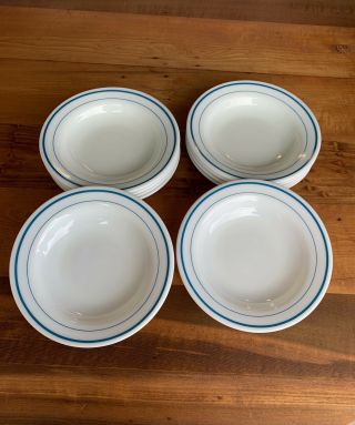 12 Vintage PYREX Tableware by Corning Teal Blue Stripe Soup Bowls 3