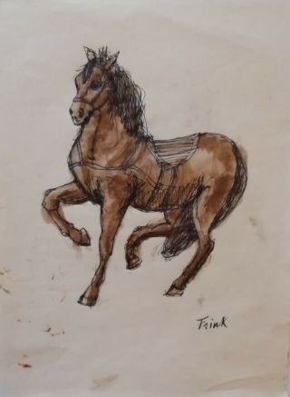 Dame Elizabeth Frink - Vintage Piece - Signed Ink Wash - A Horse - Modern British