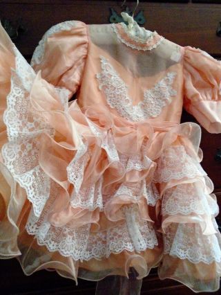 Vtg Girls Sz 4 Party Dress Pink Ruffles Lace Full Lined Tiered Lace Netting Fofo