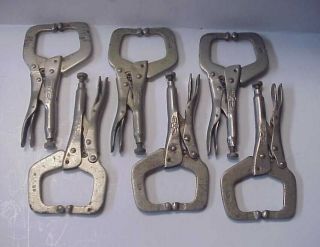6 Vintage Petersen Dewitt 6r Vise Grip Locking C Clamp Pliers - Made In Usa