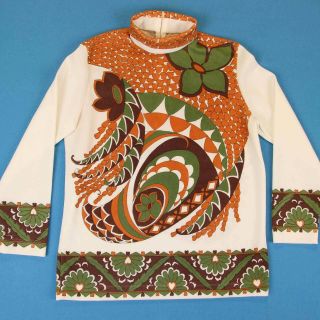 60s Retro Vintage Mini Dress Women M/l │ Go - Go Hippie Pattern Blouse