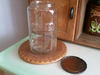 Antique Vintage Hoosier Paneled Glass Coffee Jar Canister w/Aluminum Lid 2