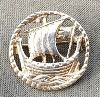 Collectable Grnuine Vintage Iona Sterling Silver Scottish Viking Boat Brooch Pin