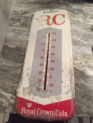 Vintage 1950’s Rc Royal Crown Cola Thermometer Soda Advertising Sign 26” X 10”