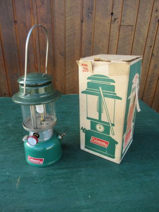 Vintage Coleman Lantern Green Model 335 Made In Canada Dated 7 74 1974 W/ Box