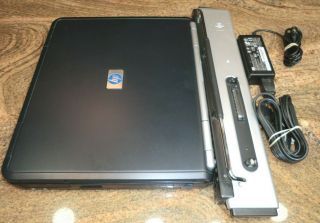 Vintage Hp Compaq Nc8000 Laptop Intel Pentium M 1.  6ghz 512mb Dvd Dock Station
