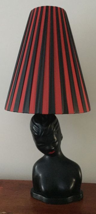 Retro / Vintage Barsony Era / Style Black Lady Lamp In Vg