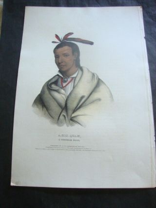 Rare 1836 Mckenney & Hall Hand Colored Folio Print: A - Mis - Quam