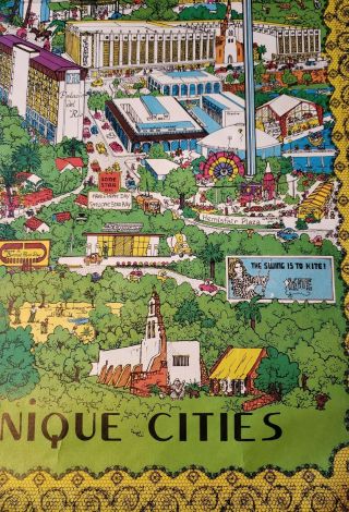 Vintage Poster San Antonio 1972 Cityscape.  Artists James and Joan Wiebe 3