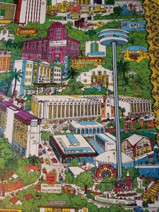 Vintage Poster San Antonio 1972 Cityscape.  Artists James and Joan Wiebe 4