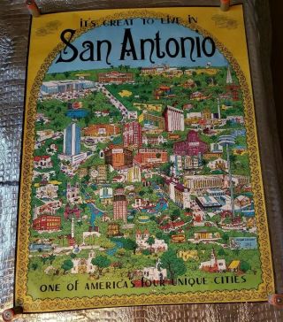 Vintage Poster San Antonio 1972 Cityscape.  Artists James and Joan Wiebe 8