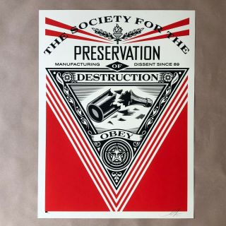 Shepard Fairey Signed Society Of Destruction Art Print Poster Obey Giant Rare