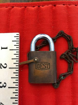 Vintage Best brass padlock lock Fisher Body Division Mansfield Plant 2