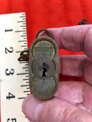 Vintage Best brass padlock lock Fisher Body Division Mansfield Plant 3