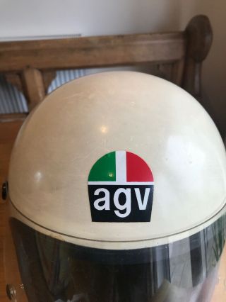 Vintage AGV White Motorcycle Helmet 2