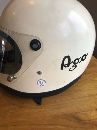 Vintage AGV White Motorcycle Helmet 3
