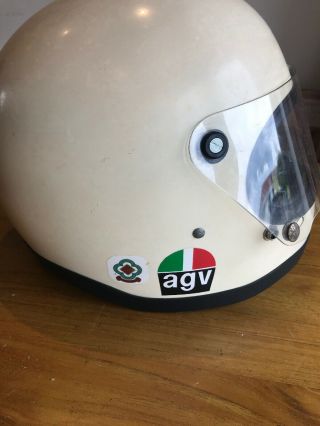 Vintage AGV White Motorcycle Helmet 6